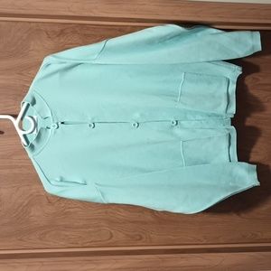 Joan Vass USA Mint Button Cardigan Sweater Blazer Jacket Cotton Sz 2 Small EUC